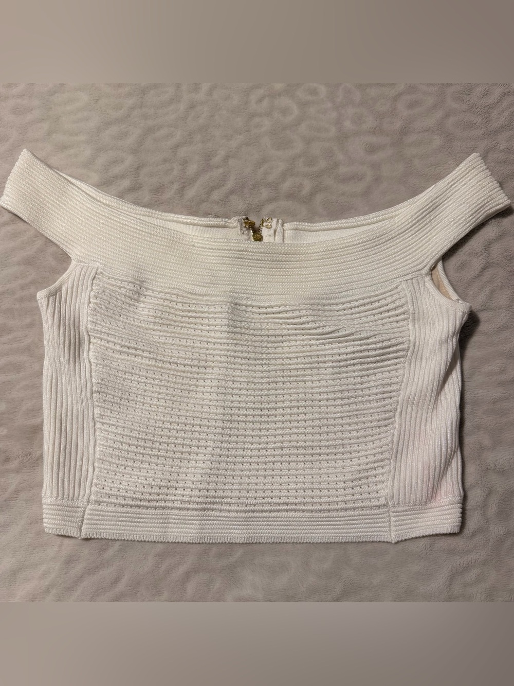 Bebe White Off-the-Shoulder Bandage Crop Top - Size M - Picture 1 of 7